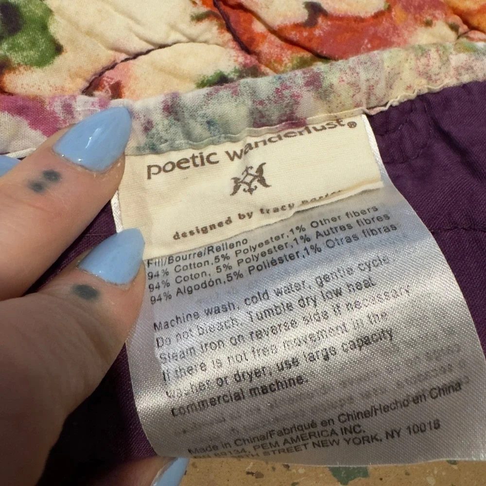 Poetic Wanderlust Tracy Porter Patchwork Quilt Purple Floral King 105x91